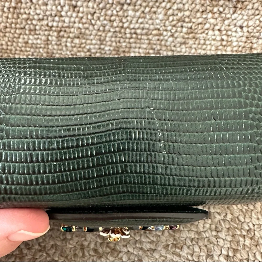 Dolce & Gabbana Forest Green Lizard Embossed Leather DG Millennials Shoulder Bag